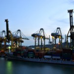 Singapore Docks on Dusk - Freighter Travel photo